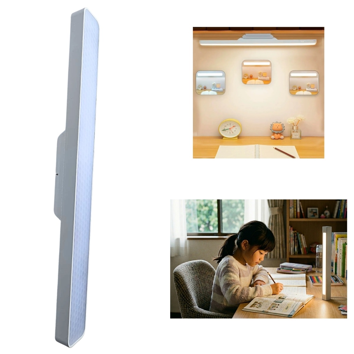 Barra Luz LED 30 cm Recargable Con Base Escritorio La barra de luz LED recargable de 30 cm con base para escritorio es una solución práctica, moderna y versátil para iluminar distintos espacios del hogar, la oficina o el área de estudio. Su diseño compacto y elegante permite usarla tanto instalada en muebles, alacenas, armarios, bibliotecas o espejos, como también apoyada de forma vertical sobre su base para escritorio, lo que la convierte en una opción muy funcional para lectura, estudio, trabajo o iluminación ambiental.