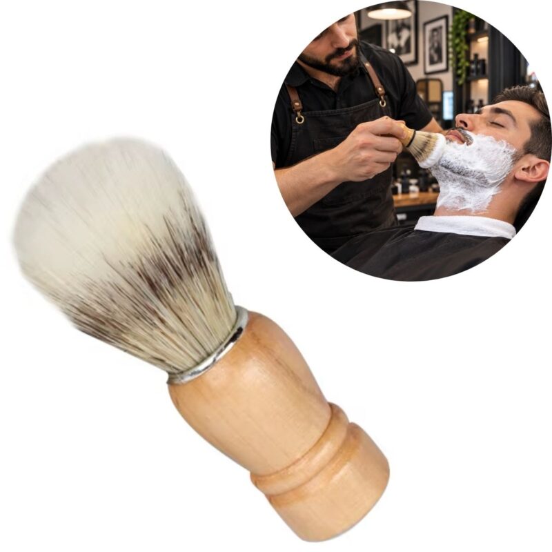 Brocha de Afeitar Profesional Mango de Madera y Fibras
